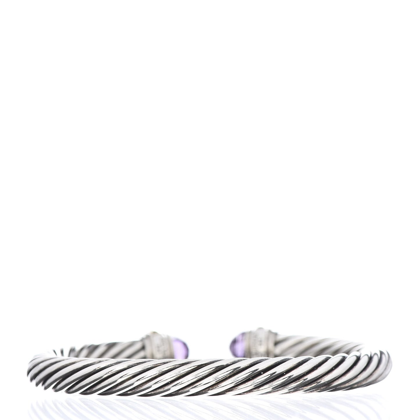 Sterling Silver 14K Yellow Gold Amethyst 7mm Cable Classics Bracelet