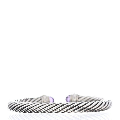 David Yurman Sterling Silver 14K Yellow Gold Amethyst 7mm Cable Classics Bracelet 3 of 7