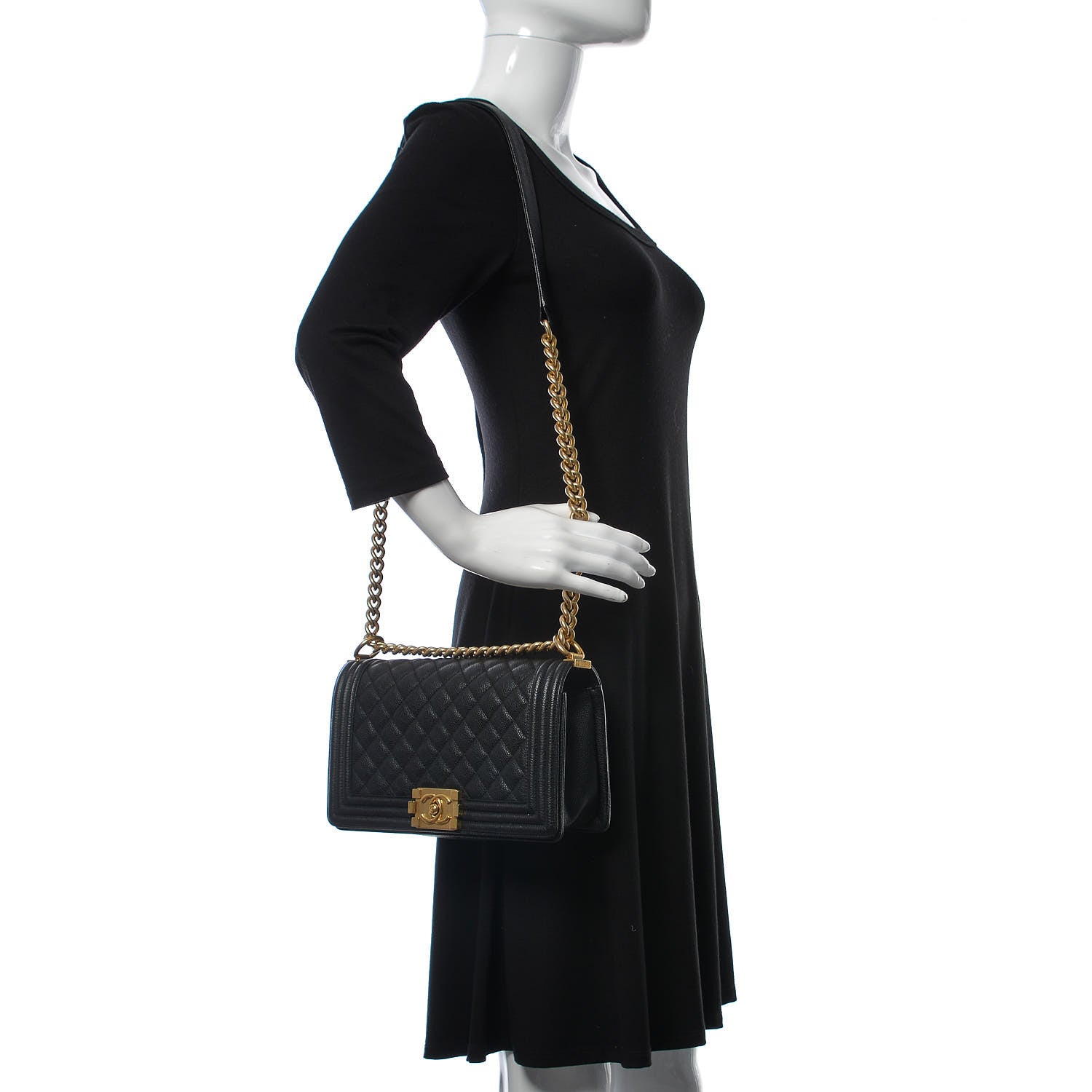 Chanel Caviar Quilted Medium Boy Flap Black 2 of 10