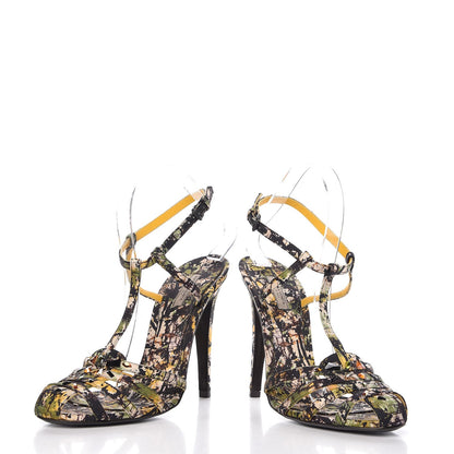 Bottega Veneta Satin Printed Crystal Embellished T-Strap Sandals 38.5 Multi 6 of 9