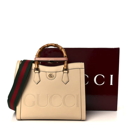 Gucci Charisma Calfskin Gucci Embossed Web Medium Diana Tote Bag Souffle Rose Phard 13 of 13