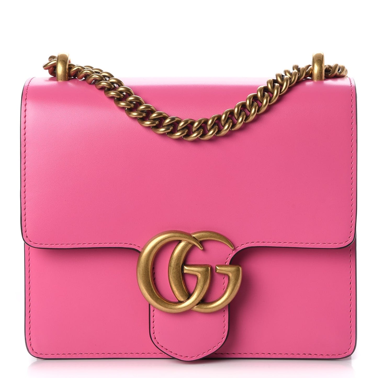 Knight Calfskin Small GG Marmont Chain Handle Bag Pink Tropical Flower