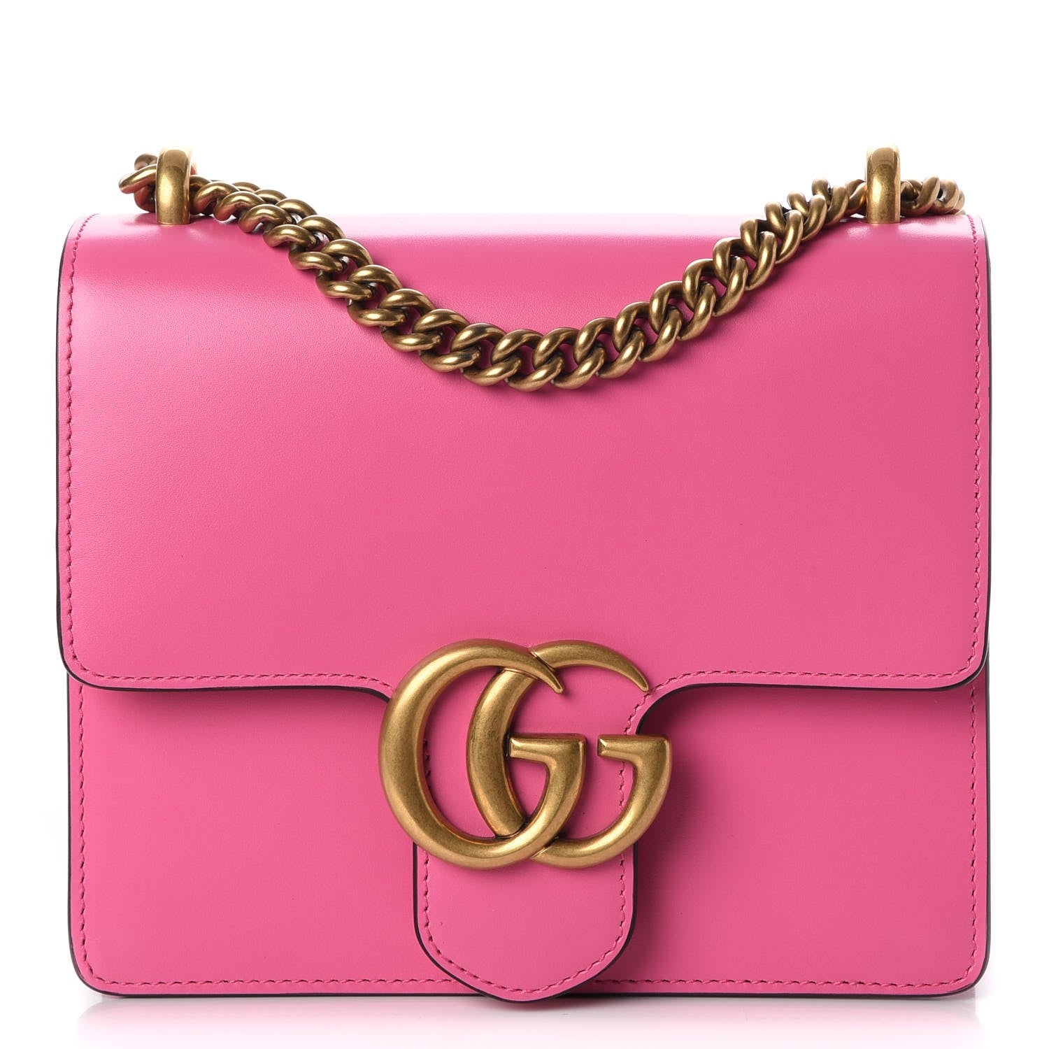 Gucci Knight Calfskin Small GG Marmont Chain Handle Bag Pink Tropical Flower 1 of 7