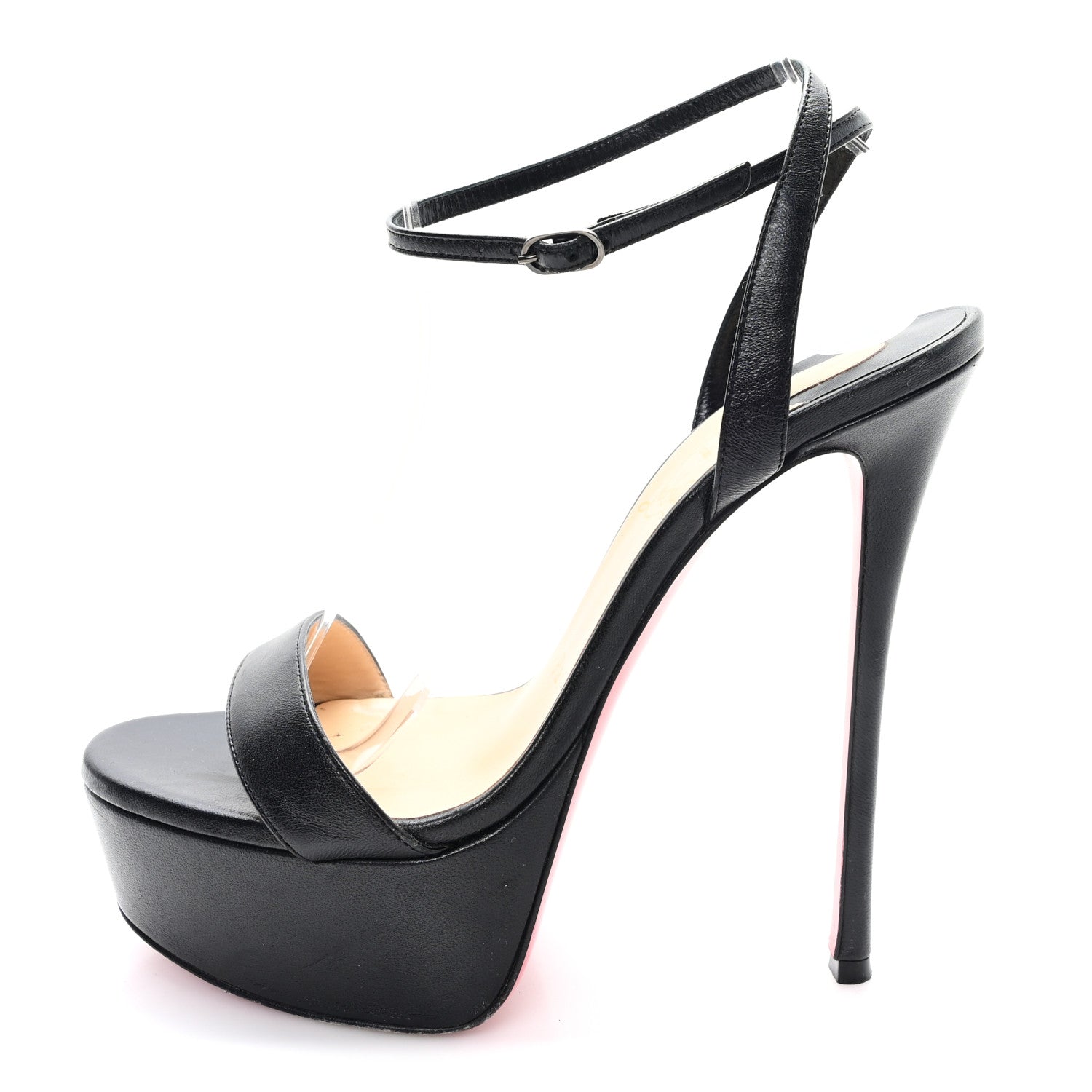 Christian Louboutin Nappa Loubi Queen Alta 150 Platform Sandals 37 Black 1 of 9