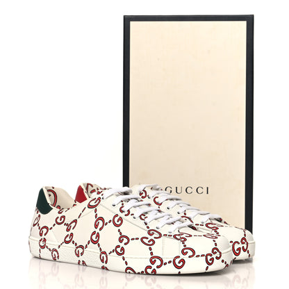 Gucci Calfskin GucciGhost Print Mens Ace Sneakers 11 White Hibiscus Red 12 of 12