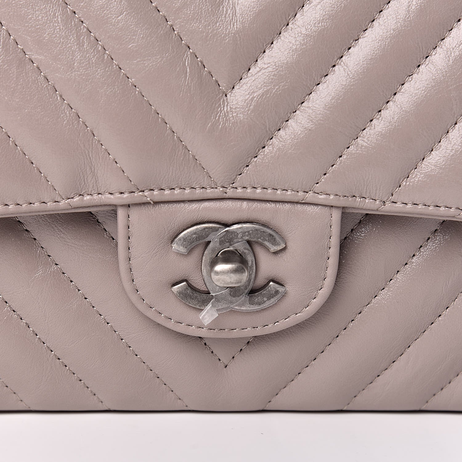 Chanel Iridescent Calfskin Chevron Quilted Medium Double Flap Grey 10 of 11