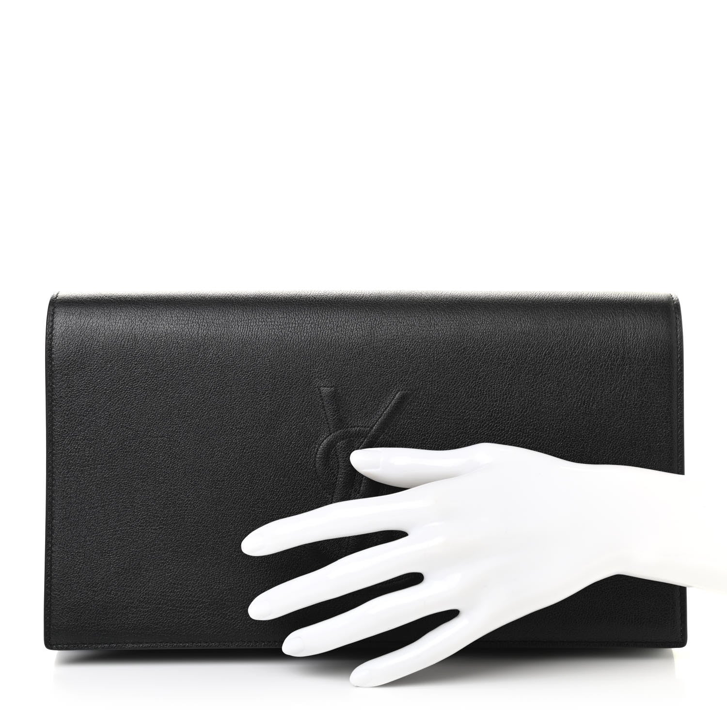 Saint Laurent Calfskin Monogram Large Belle De Jour Clutch Gray 2 of 7