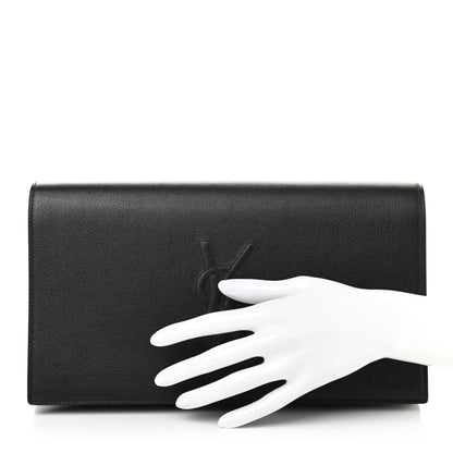 Saint Laurent Calfskin Monogram Large Belle De Jour Clutch Gray 2 of 7