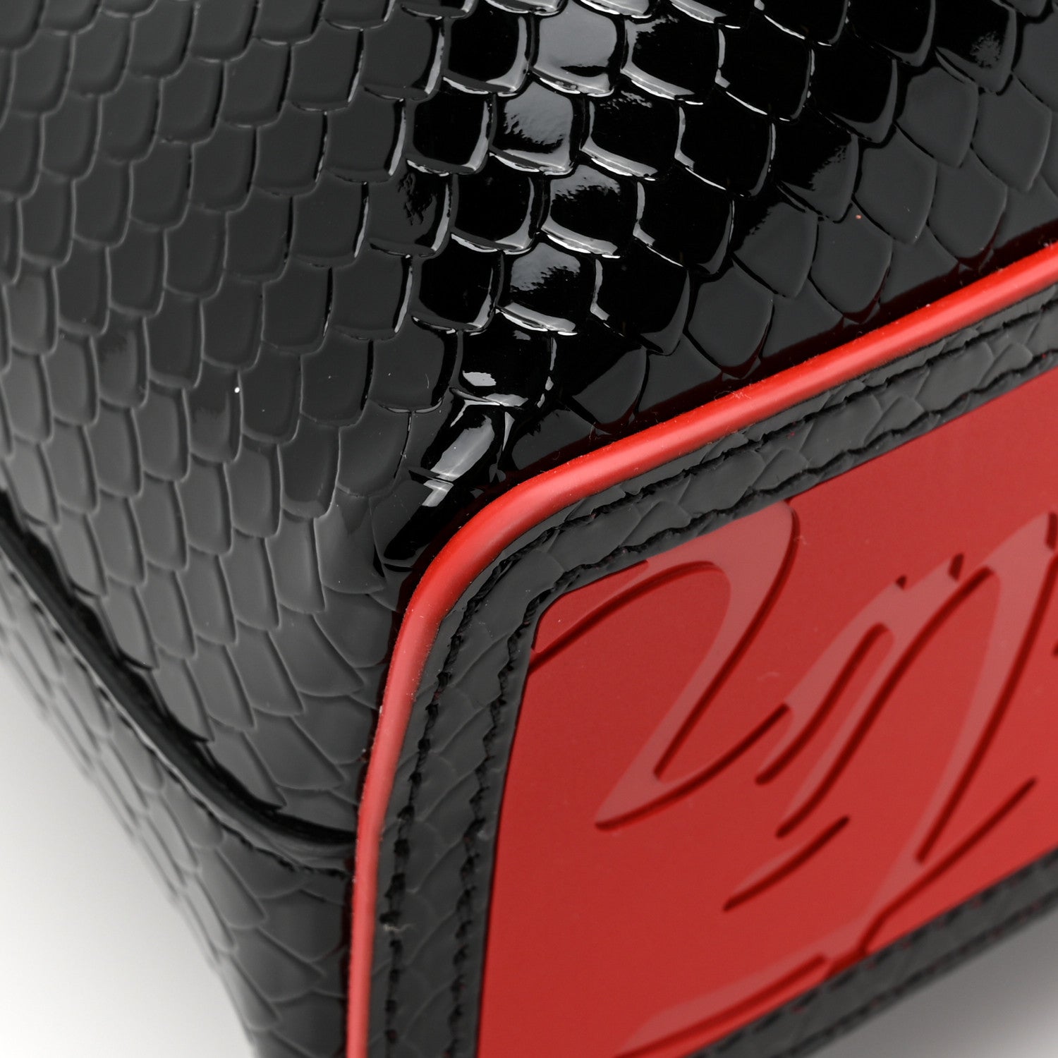 Christian Louboutin Patent Snakeskin Embossed Spiked Mini Cabarock Shopper Tote Black 12 of 12