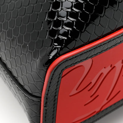 Christian Louboutin Patent Snakeskin Embossed Spiked Mini Cabarock Shopper Tote Black 12 of 12