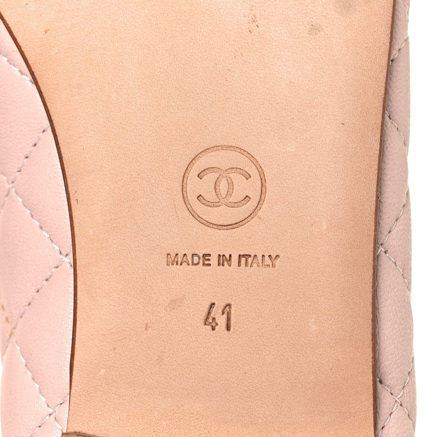 Lambskin Quilted Cap Toe Ballerina Flats 41 Light Pink