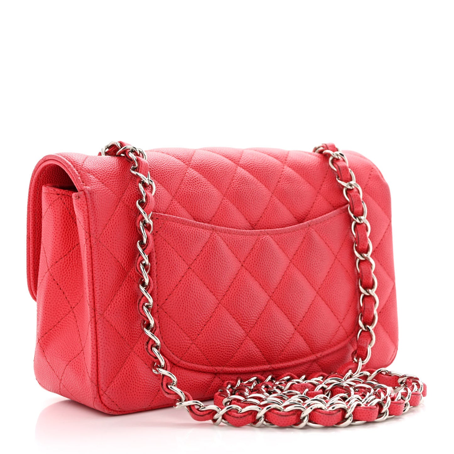 Caviar Quilted Mini Rectangular Flap Red