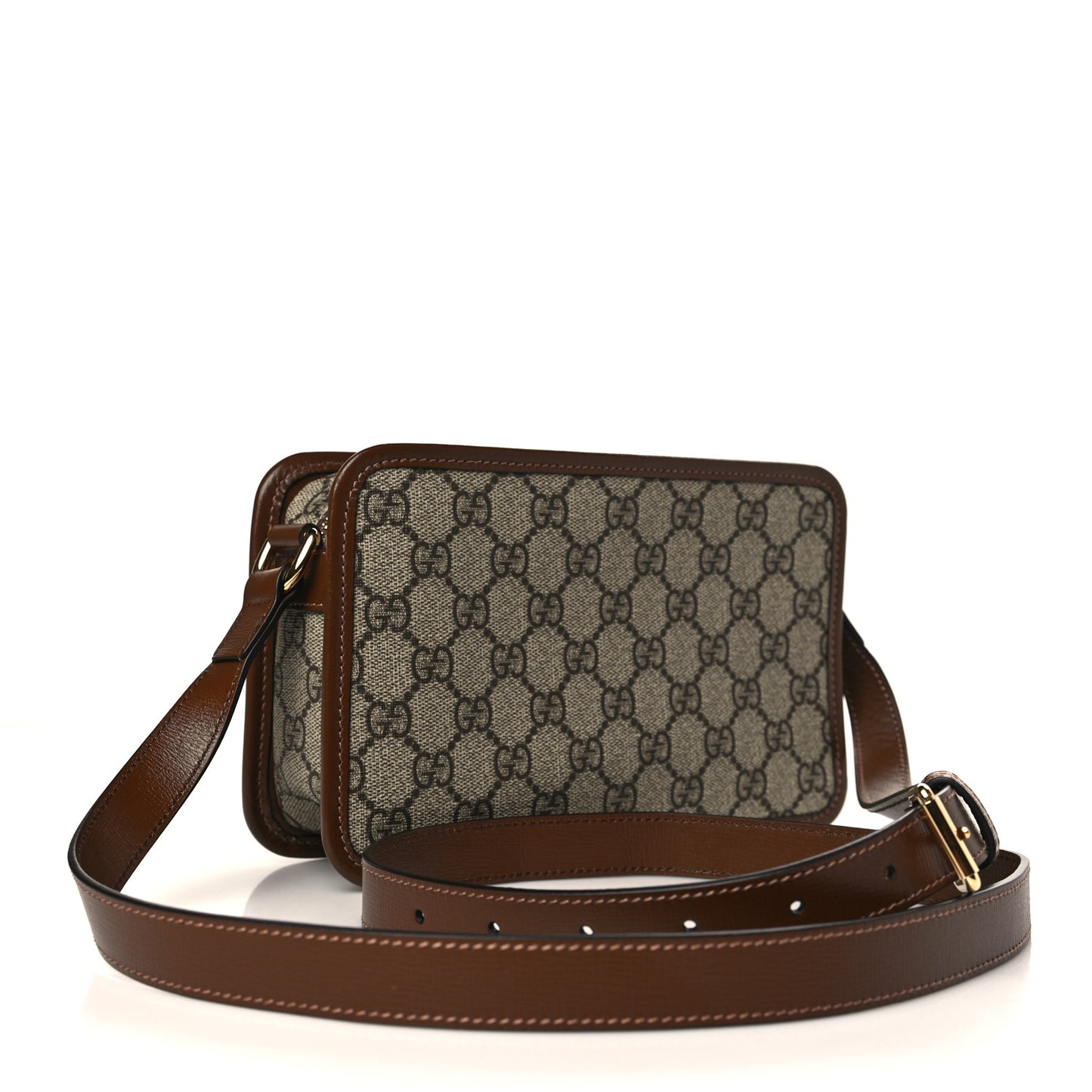 GG Supreme Monogram Azalea Calfskin Mini Retro Interlocking G Shoulder Bag Beige Ebony Brown Sugar