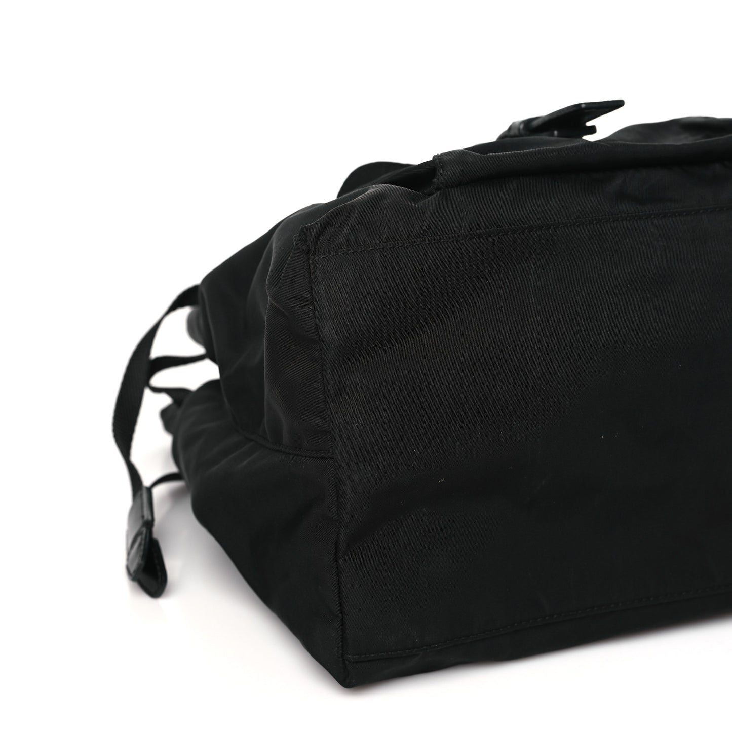 Nylon Vela Drawstring Shopping Tote Black