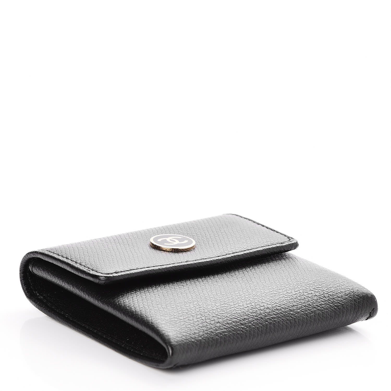 Chanel Grained Calfskin CC Button Flap Coin Wallet Black 4 of 8