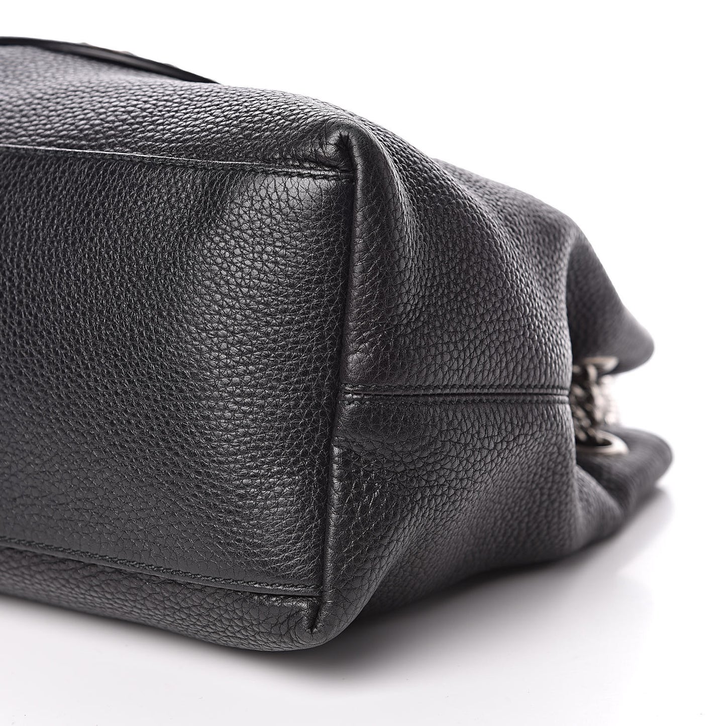 Pebbled Calfskin Studded Medium Soho Chain Shoulder Bag Black