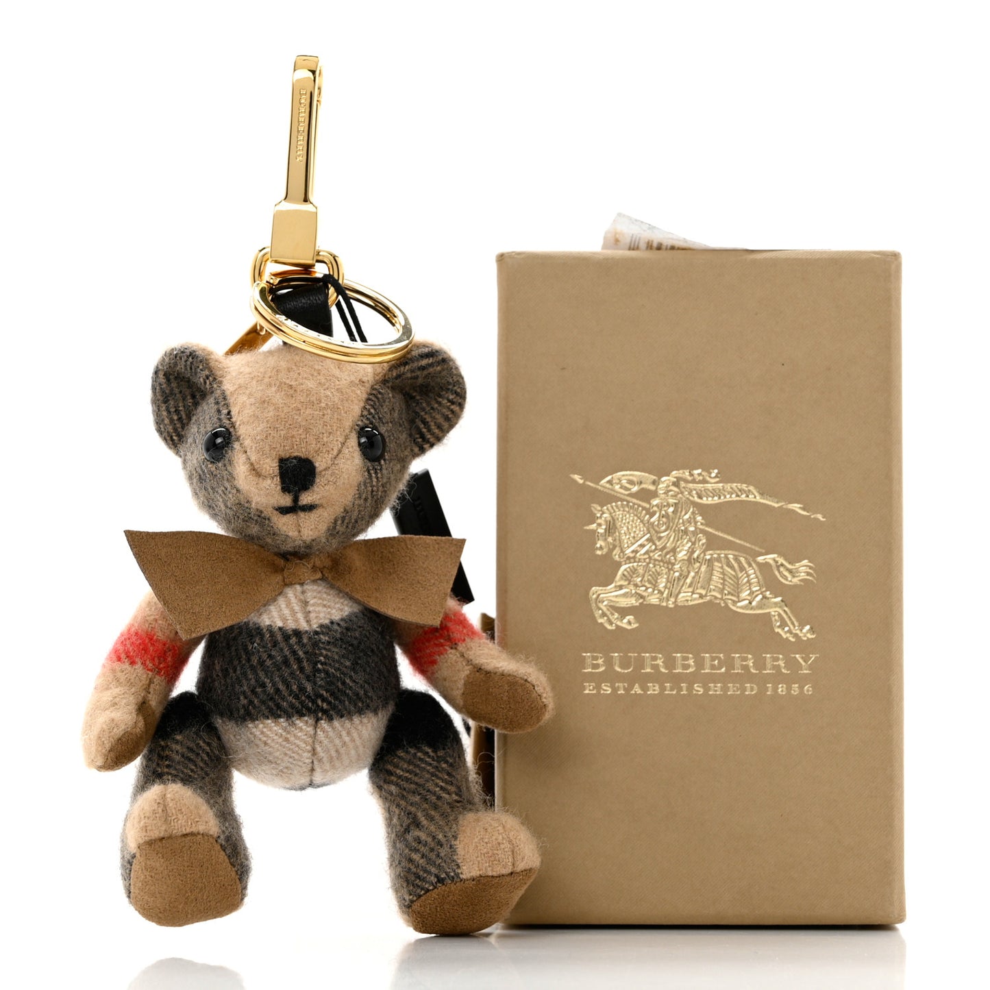 Cashmere Vintage Check Thomas Bear Bag Charm Camel