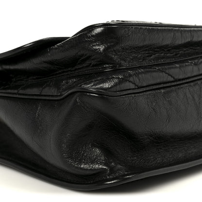 Saint Laurent Crinkled Calfskin Matelasse Monogram Medium Niki Chain Satchel Black 10 of 11