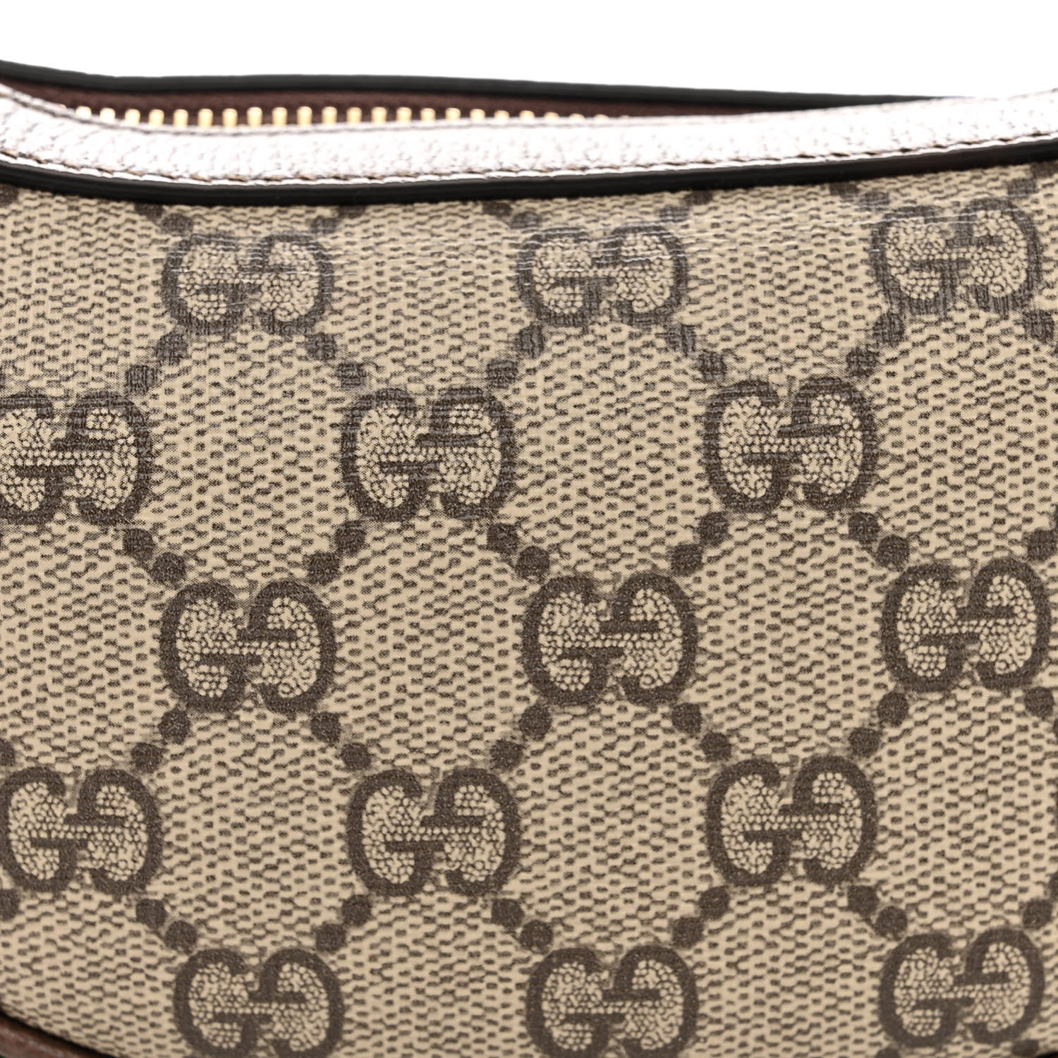 Gucci GG Supreme Monogram Textured Calfskin Web Mini Ophidia Half Moon Hobo Beige Ebony New Acero 8 of 10