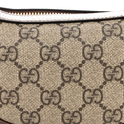 Gucci GG Supreme Monogram Textured Calfskin Web Mini Ophidia Half Moon Hobo Beige Ebony New Acero 8 of 10