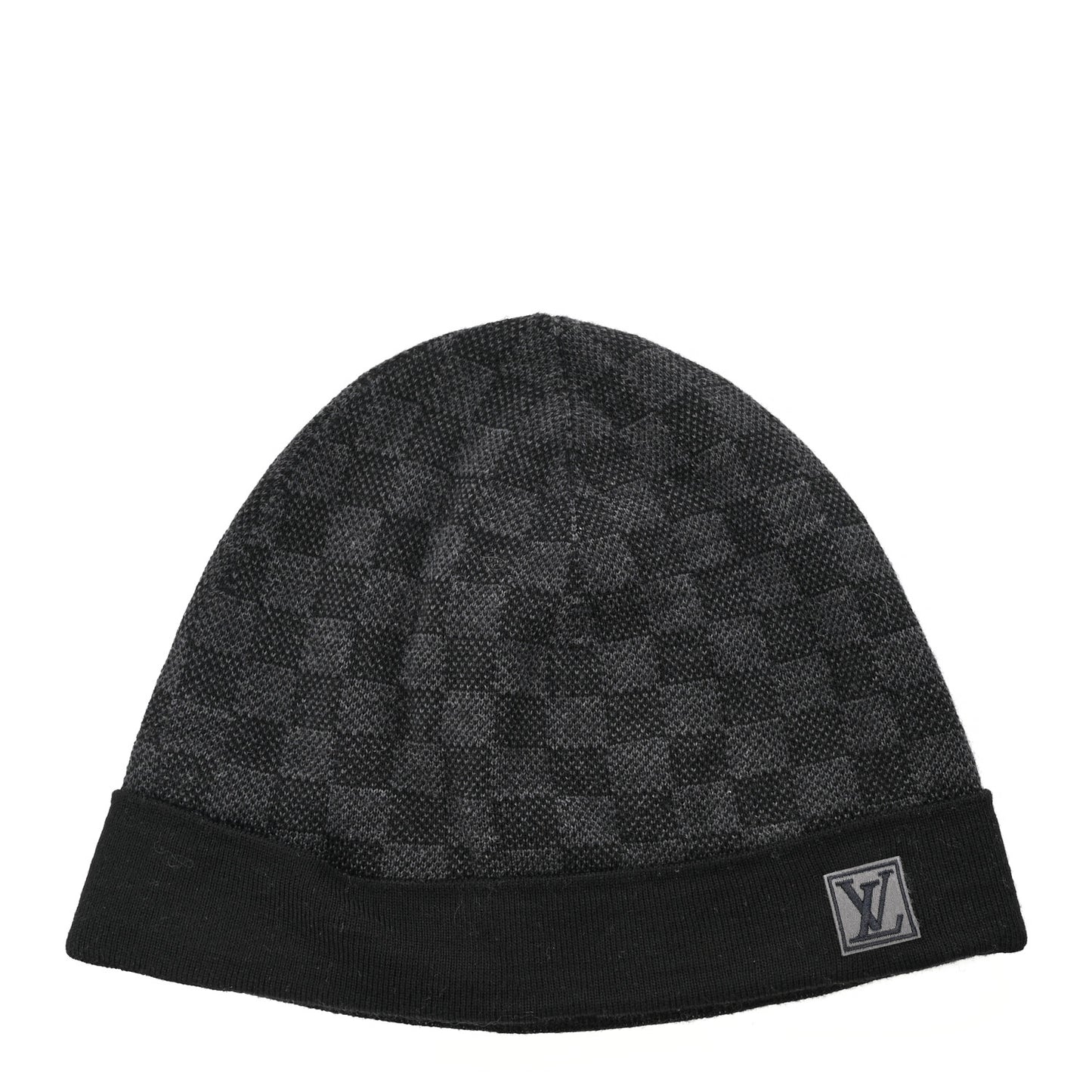 Wool Bonnet Petit Damier Graphite Beanie Hat