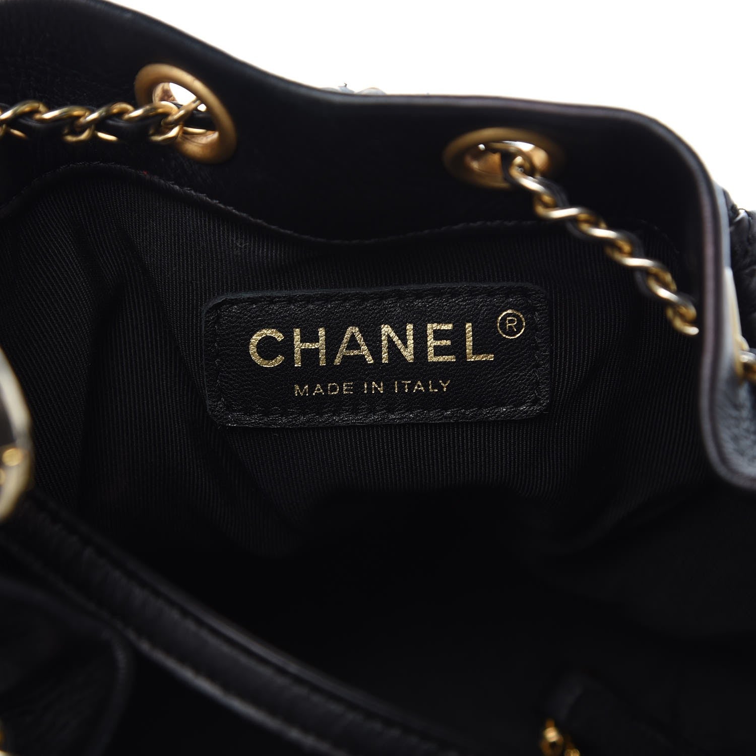 Chanel Iridescent Crumpled Calfskin Coco Pleats Small Drawstring Bag Black 6 of 14