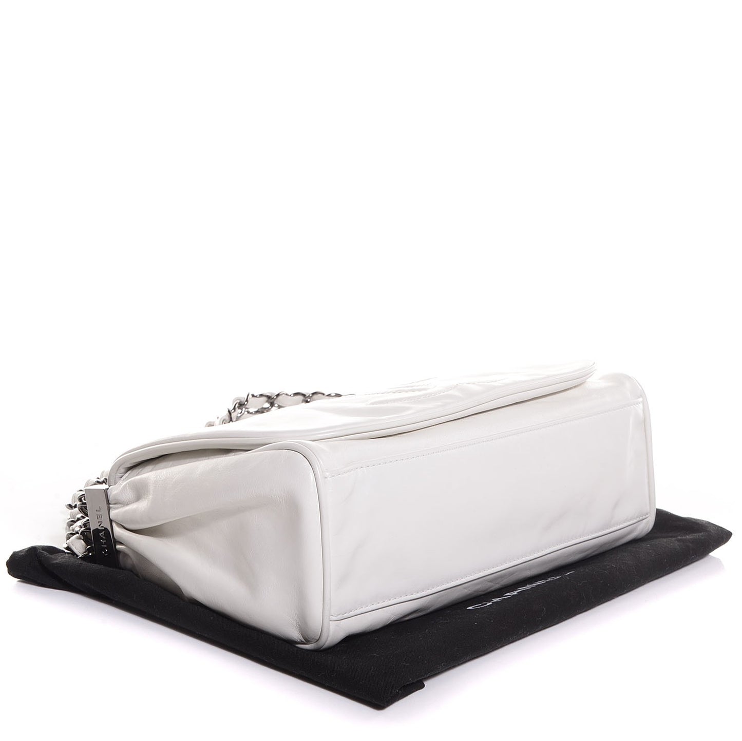 Calfskin Rock and Chain Small Flap White