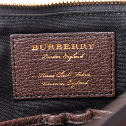 Burberry Grainy Calfskin House Check Ethan Satchel Oak Brown 6 of 13