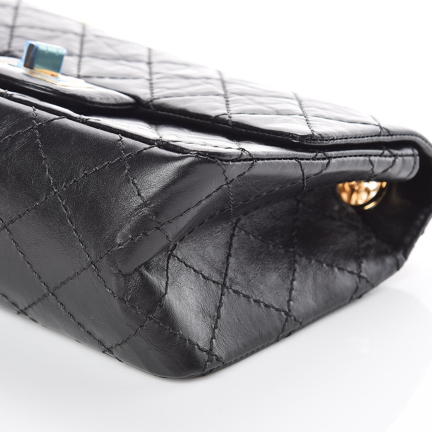 Aged Calfskin Quilted 2.55 Reissue Mini Flap Black
