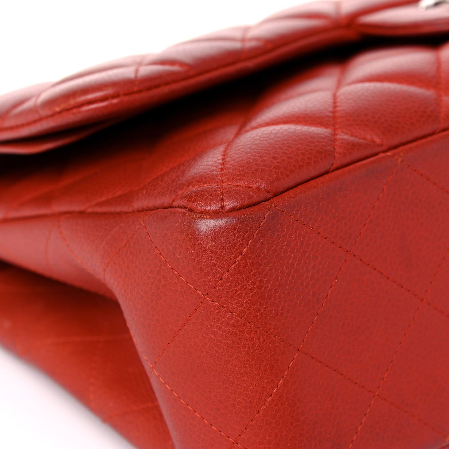 Caviar Quilted Jumbo Double Flap Red