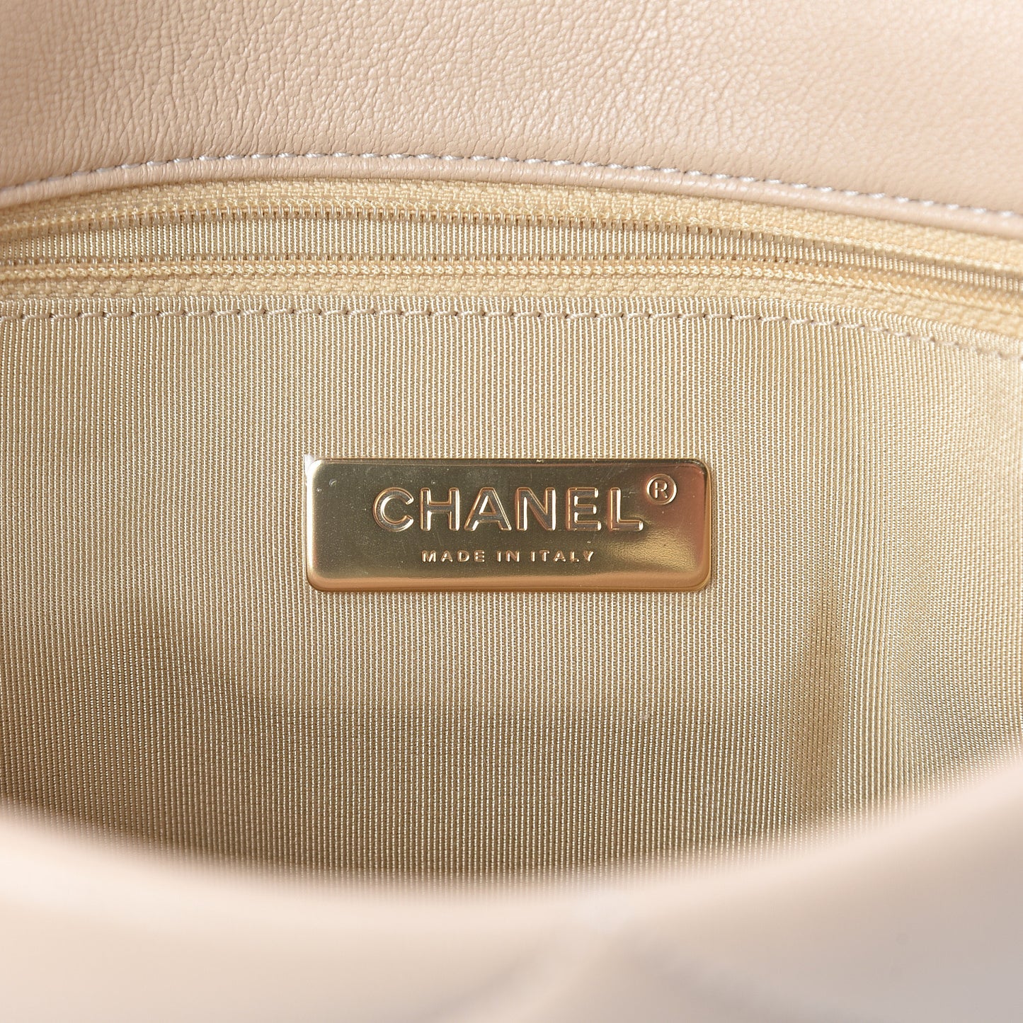 Lambskin Quilted Large 19 Flap Beige