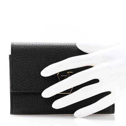 Louis Vuitton Taurillon Capucines Compact Wallet Black 2 of 7