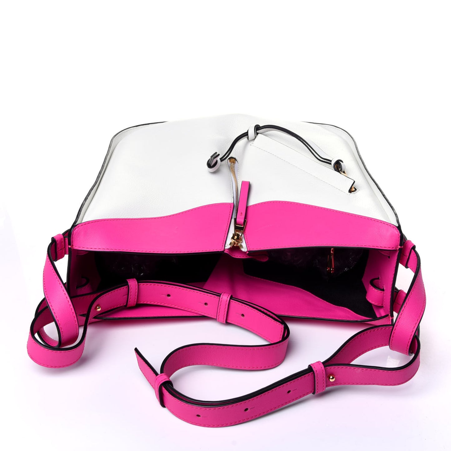 Calfskin Small Hammock Shoulder Bag Shocking Pink White