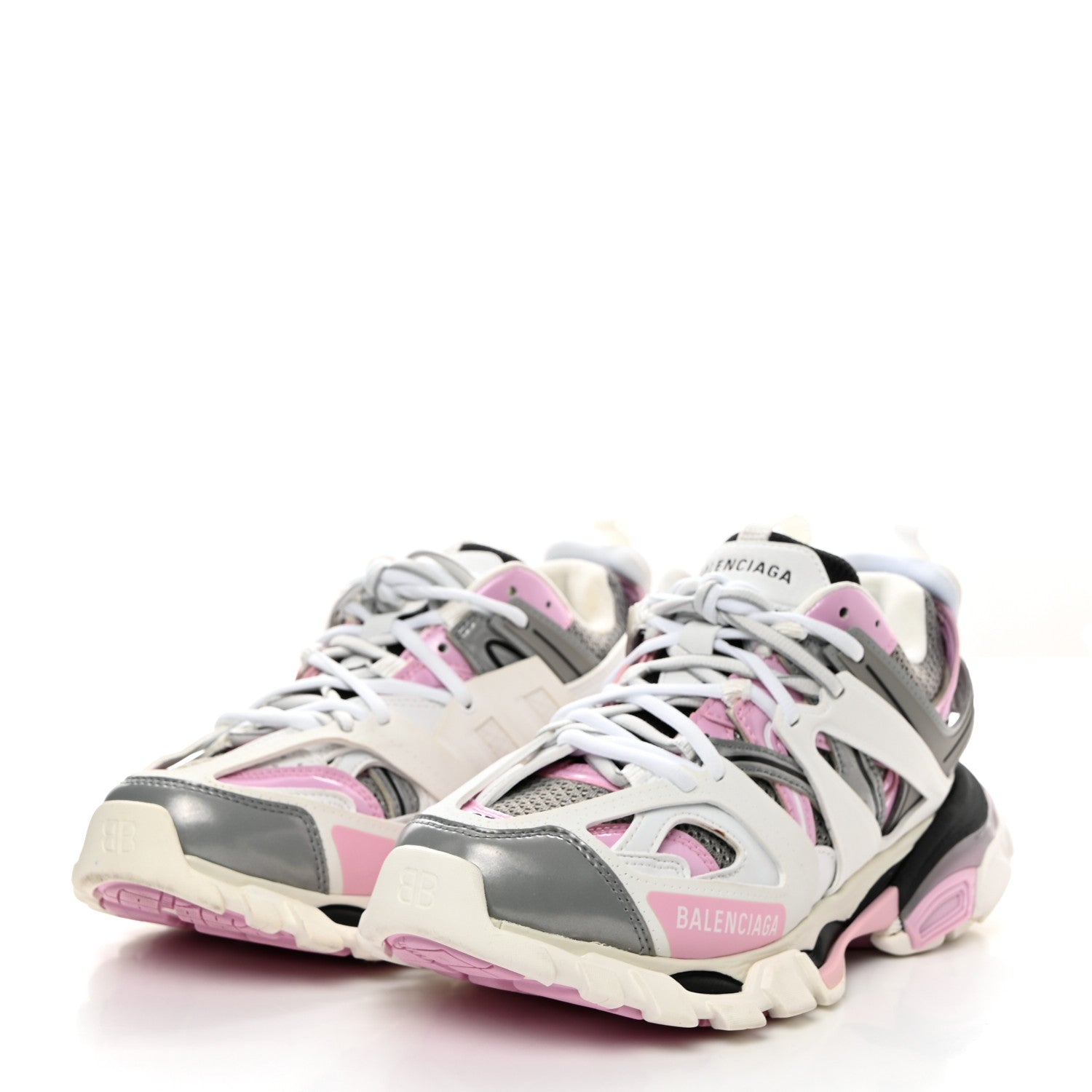Balenciaga Mesh Rubber Tri-Color Womens Track Sneakers 37 White Pink Grey 3 of 10