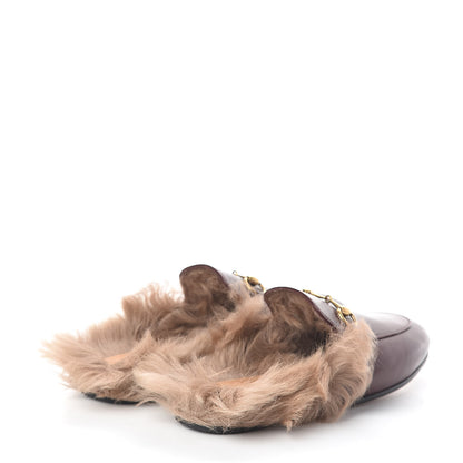 Gucci Malaga Kid Fur Womens Princetown Slippers 35 Vintage Bordeaux 4 of 7