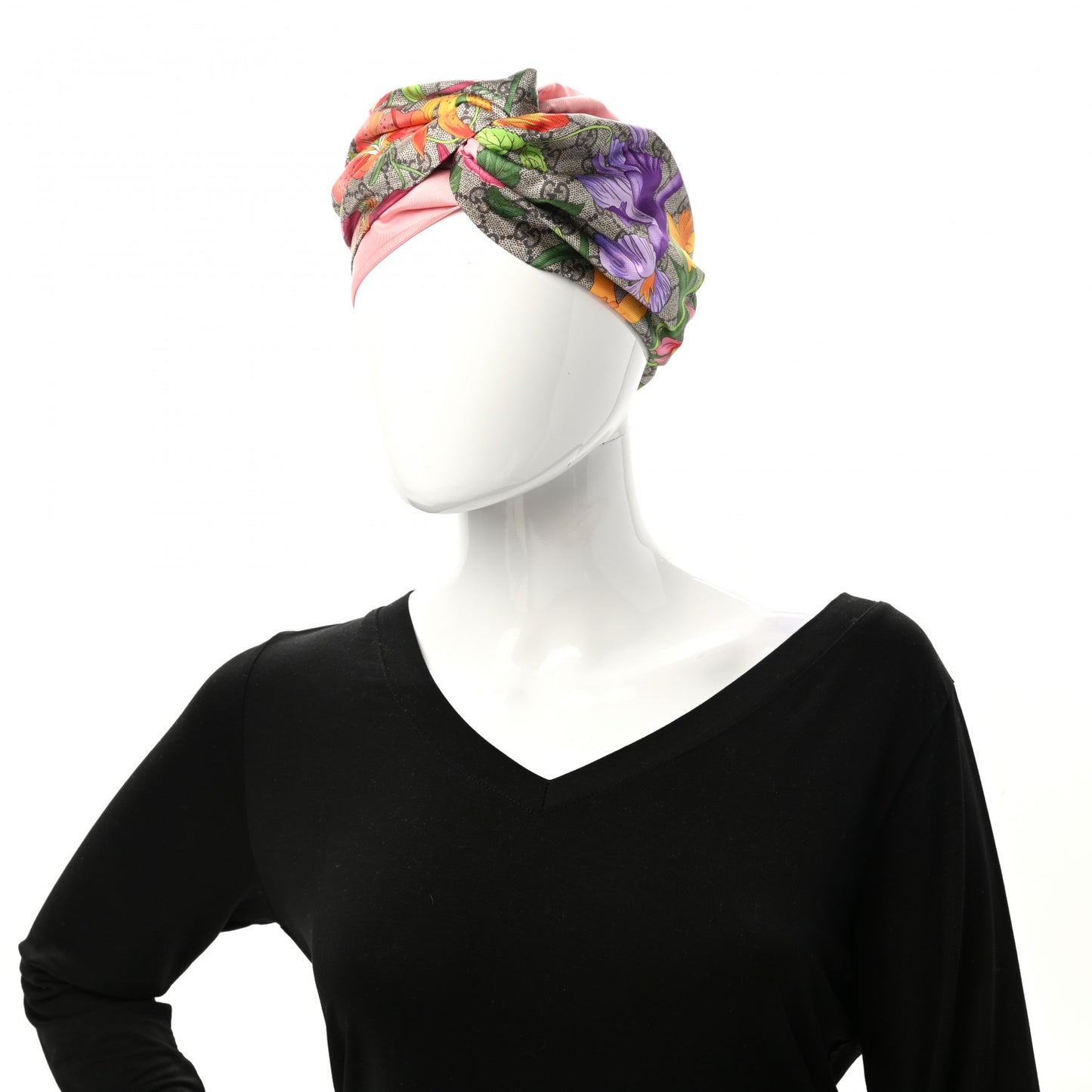 Silk Monogram Flora Print Headband M Pink