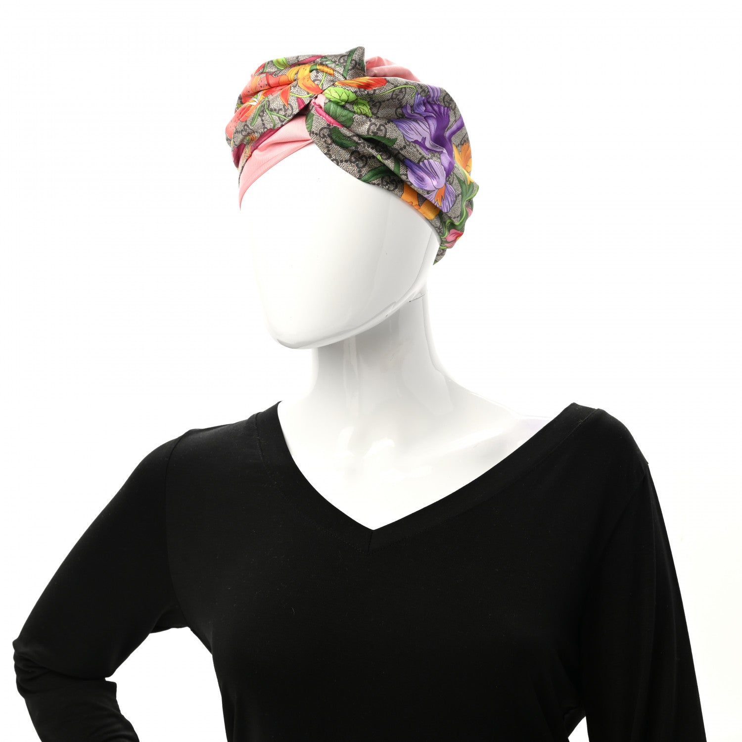 Gucci Silk Monogram Flora Print Headband M Pink 2 of 5
