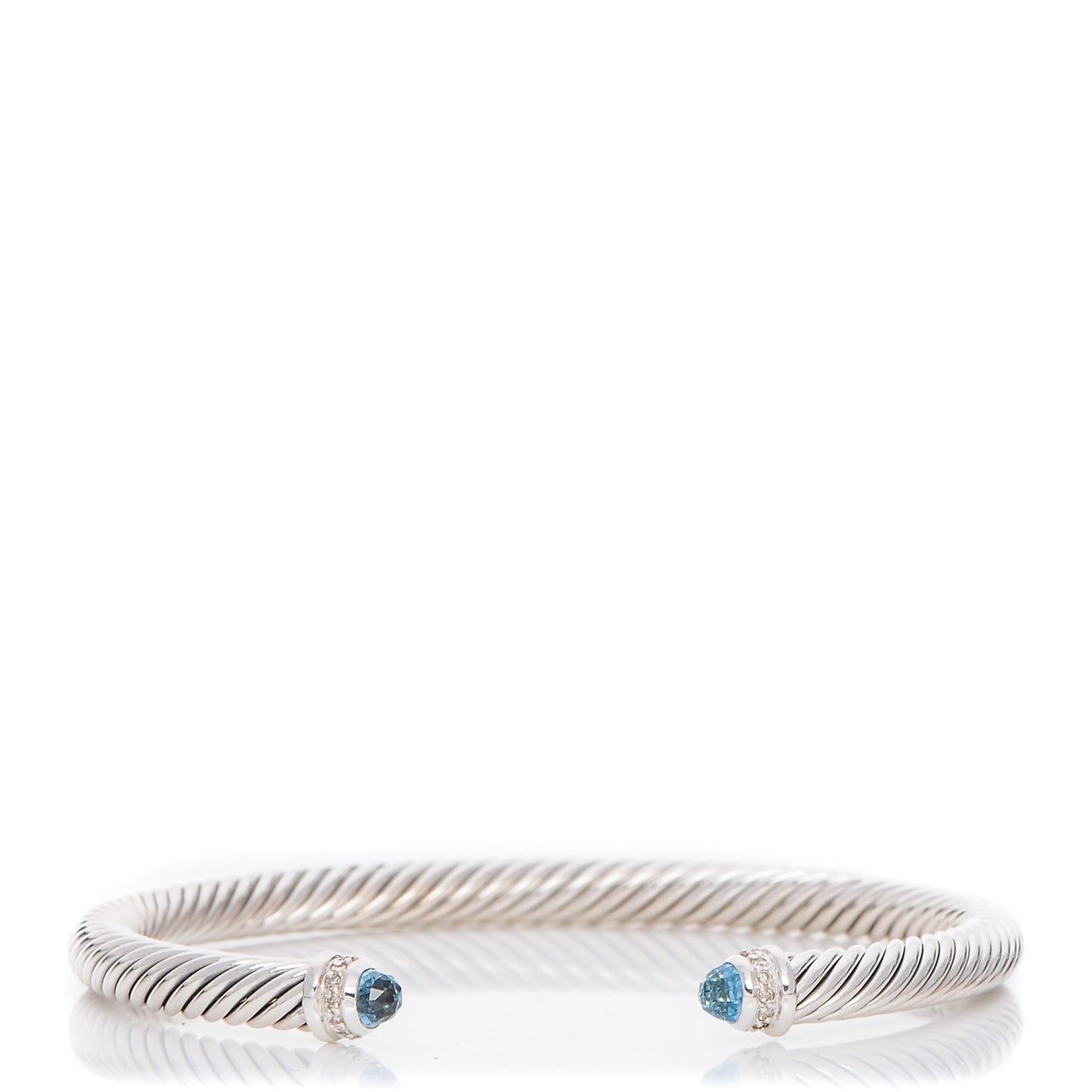 Sterling Silver Diamond Blue Topaz 5mm Cable Classics Bracelet