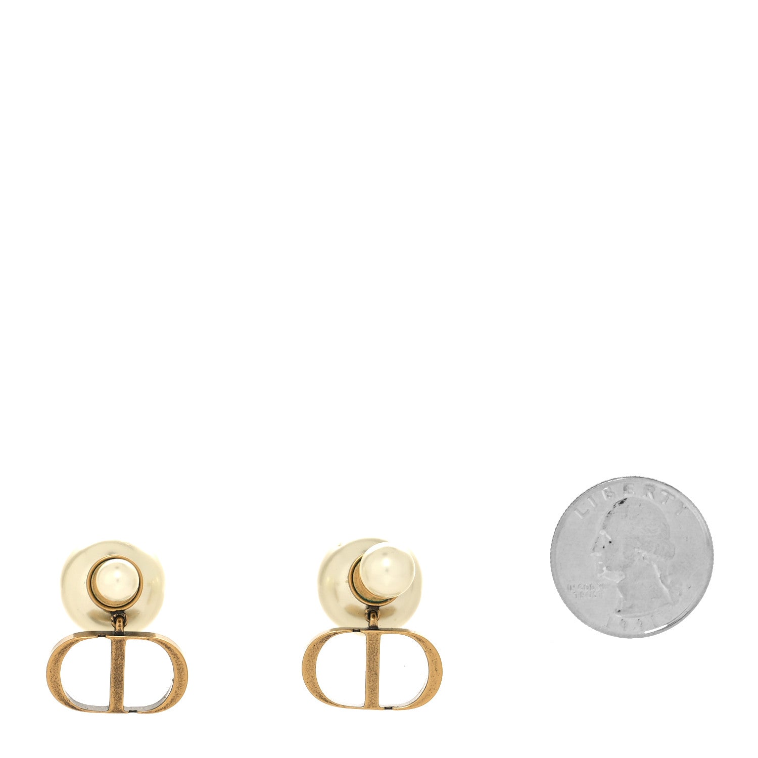 Christian Dior Pearl Logo Earrings Gold 2 of 4