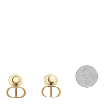 Christian Dior Pearl Logo Earrings Gold 2 of 4