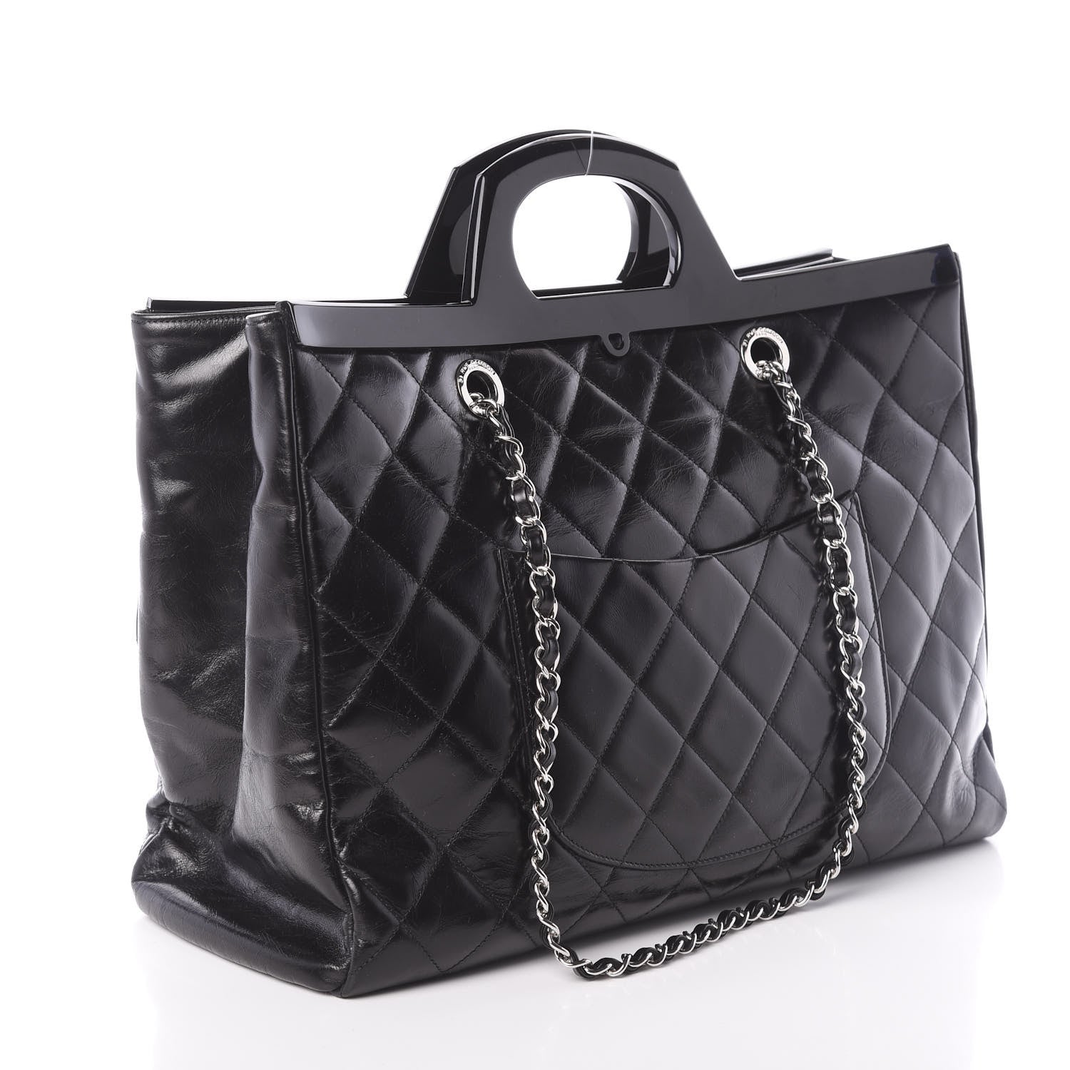 Chanel Glazed Calfskin Quilted Large CC Delivery Tote Black 3 of 10