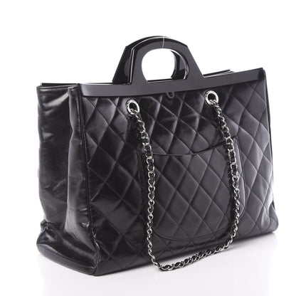 Chanel Glazed Calfskin Quilted Large CC Delivery Tote Black 3 of 10