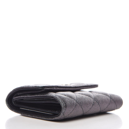 Chanel Iridescent Caviar Quilted Small Flap Wallet Black 4 of 9