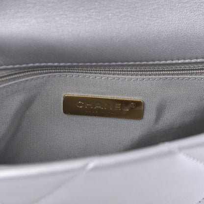 Chanel Metallic Goatskin Quilted Medium 19 Flap Silver 8 of 11