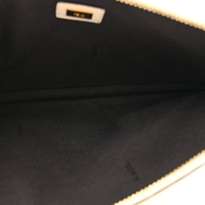 Fendi Vitello King Logo Embossed Medium Flat Pouch White Ice 5 of 8