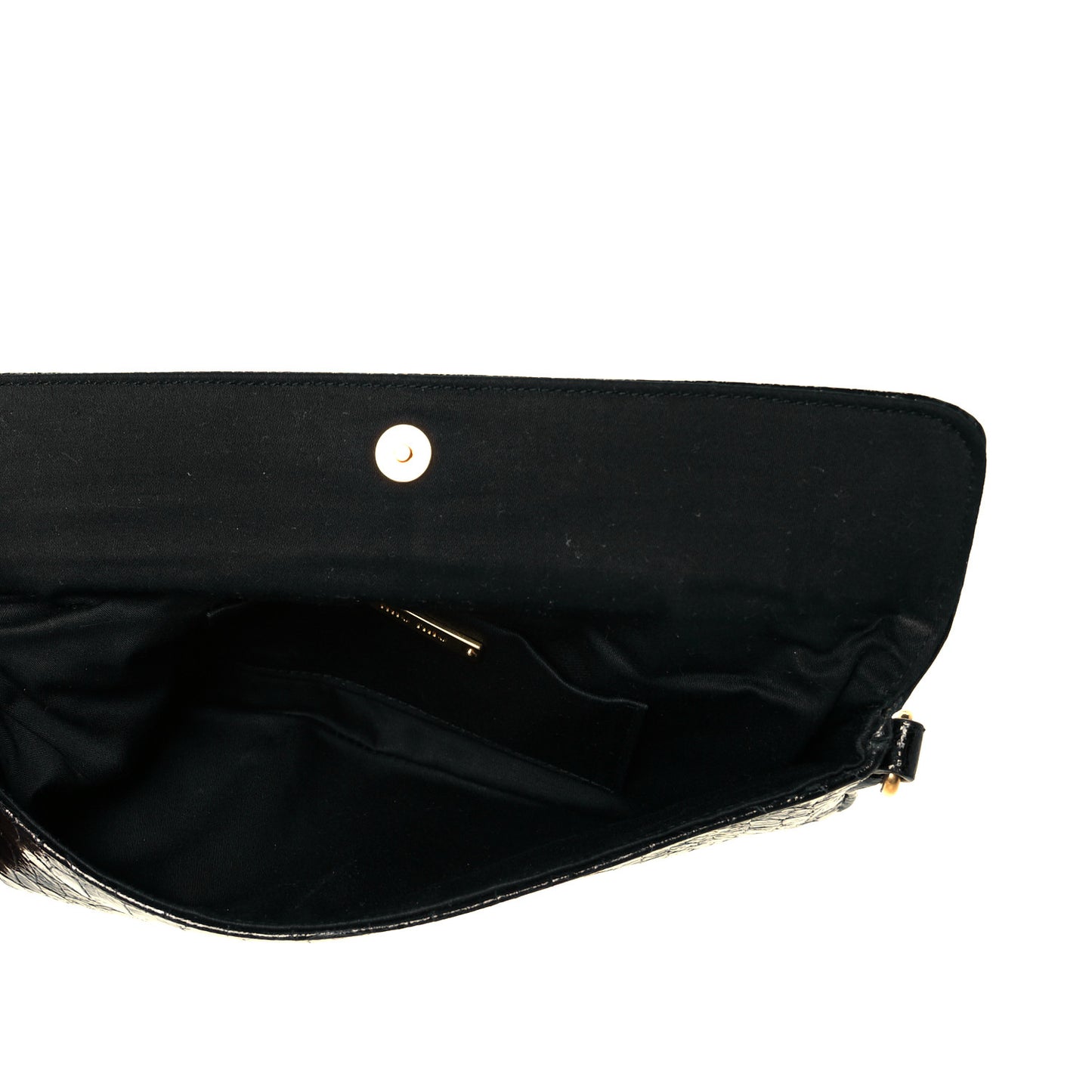 Vernice Crocodile Embossed Calfskin Pochette Black