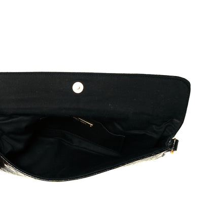 Miu Miu Vernice Crocodile Embossed Calfskin Pochette Black 6 of 6