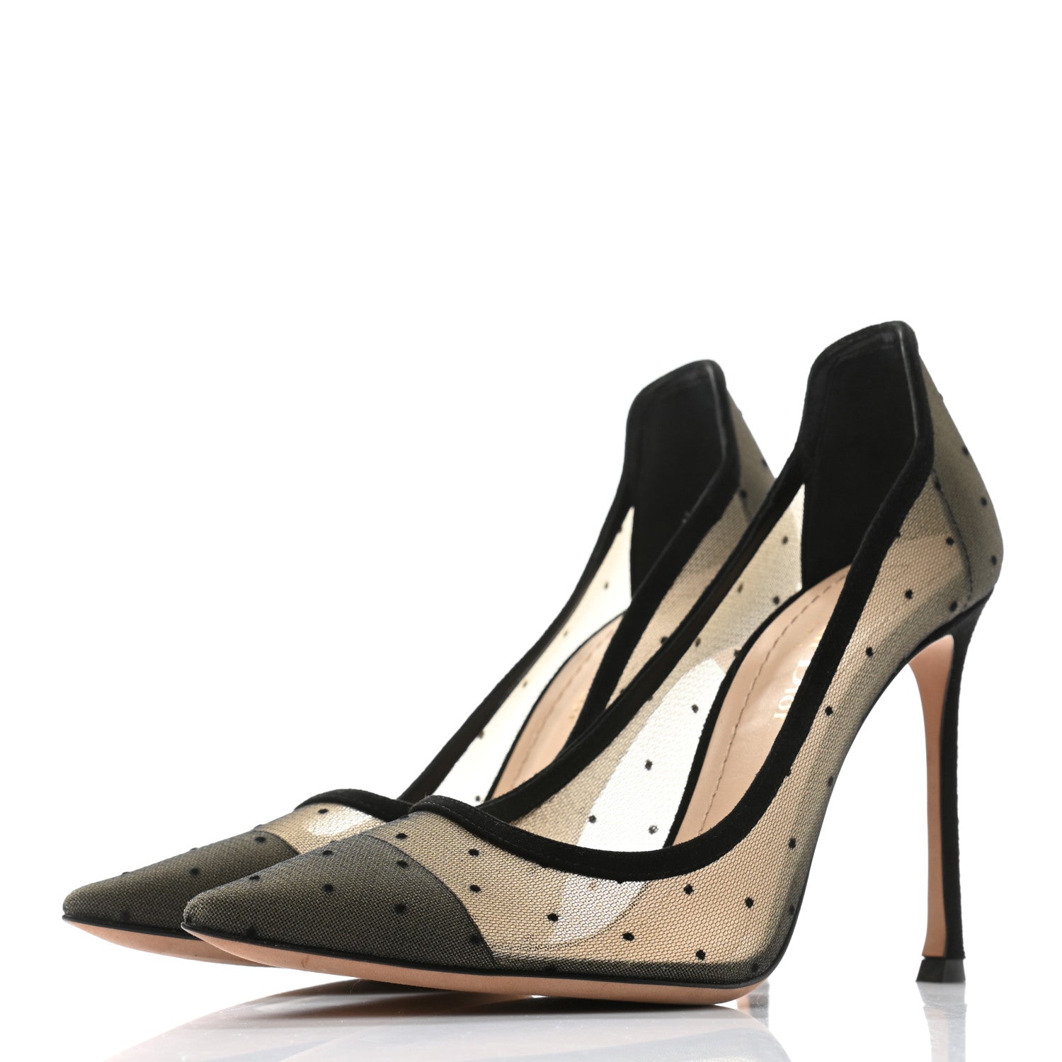 Christian Dior Mesh Plumetis Tulle D-Moi Pumps 37.5 Black 3 of 7