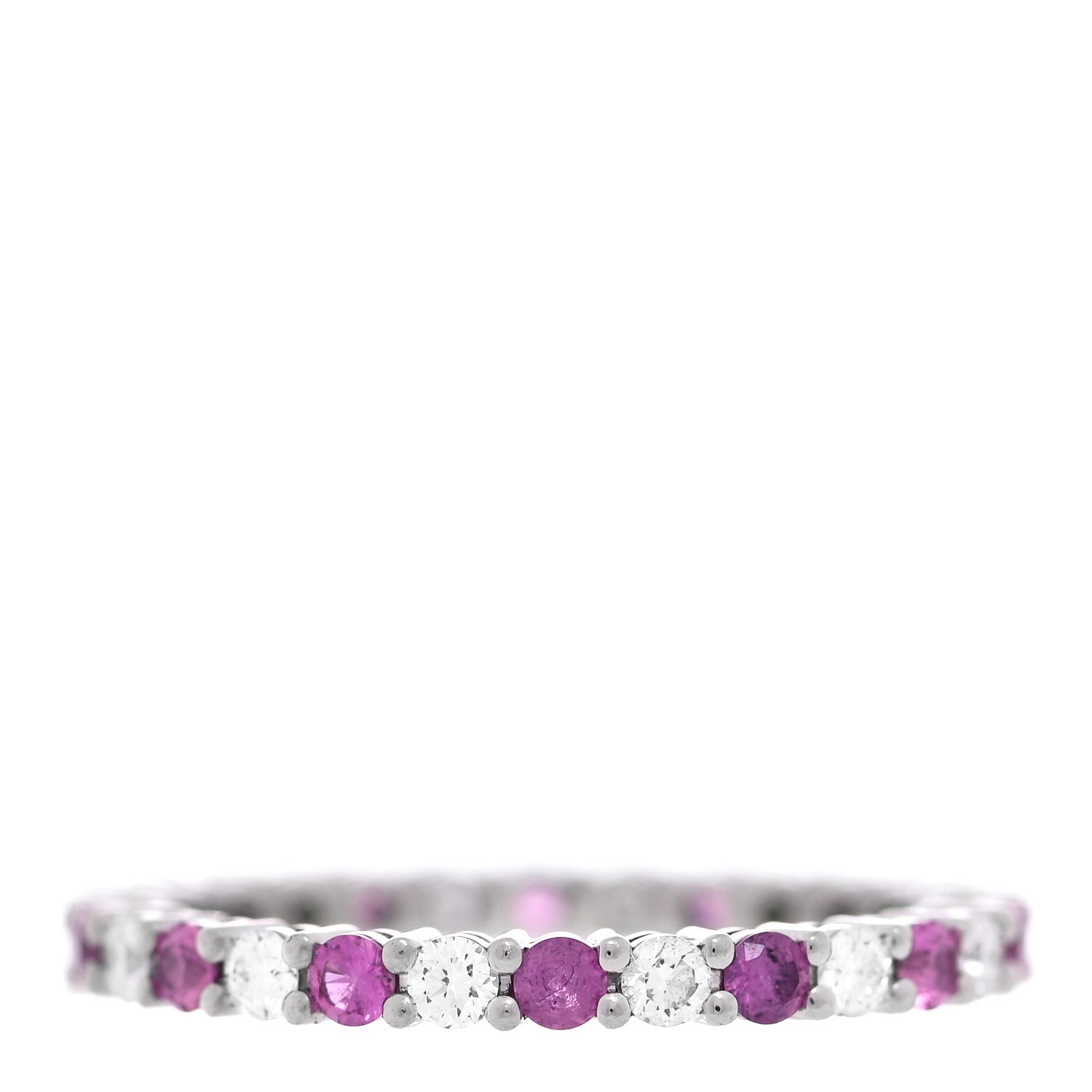 Tiffany Platinum Diamond Pink Sapphire Embrace Eternity Ring 53 6.25 1 of 5