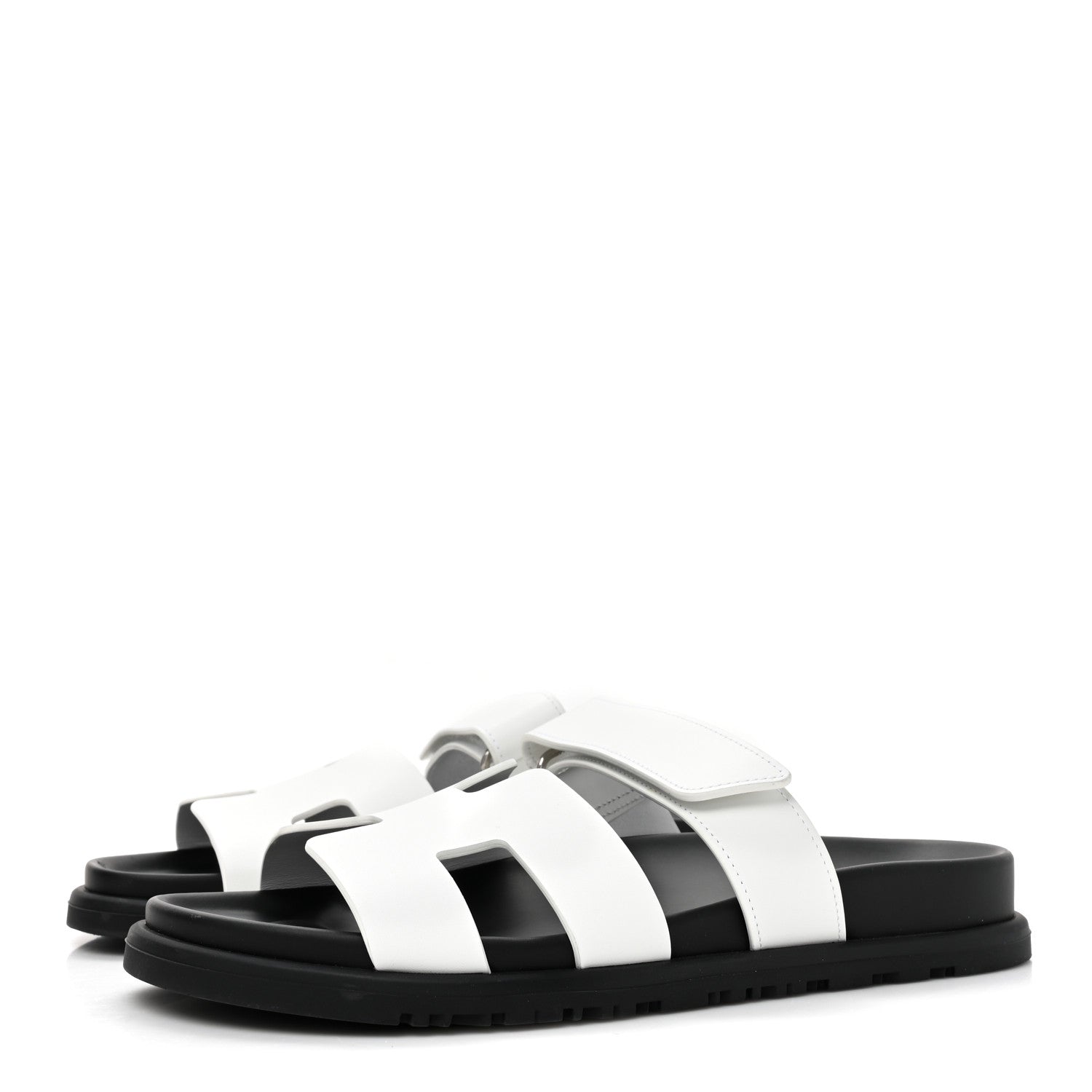 Hermes Calfskin Womens Chypre Sandals 37 White 3 of 11
